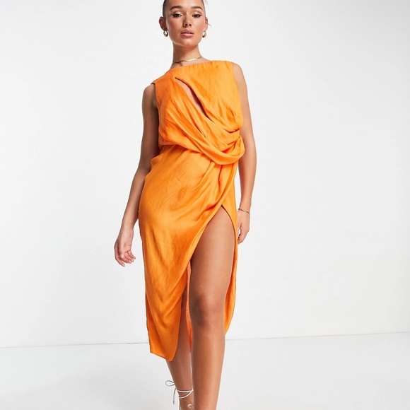 ASOS drape back midi dress - Picture 2 of 4